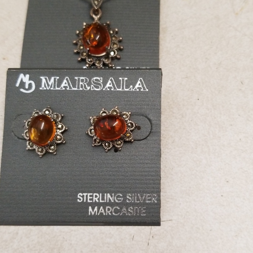 Marsala sterling silver necklace and earrings